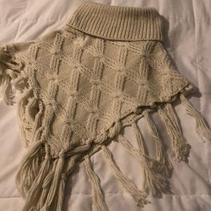 Knit cream poncho